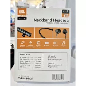 تصویر هندزفری گردنی مموری خور مانیتور دار جی بی الNeckband Headsets JBL LIVE-240 Neckband Headsets JBL LIVE-240