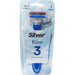 تصویر تیغ زنانه Rose سه لبه چند بار مصرف 1 عددی سیلور Silver Rose Triple Blade Razor For Women 1pcs