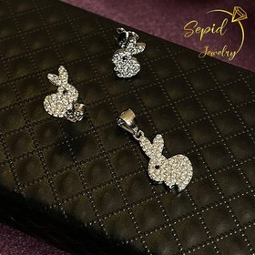تصویر نیم‌ست نقره خرگوش ظریف طرح جواهری | فروشگاه نقره سپید 