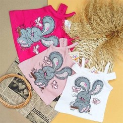 تصویر تاپ دخترانه گلدوزی طرح خرگوش 