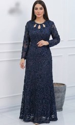 تصویر لباس مجلسی زنانه دانتل برتلی و سنگدوزی تارا سایز ۴۶ سبز 