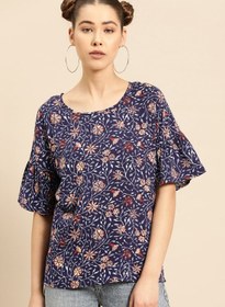 تصویر بلوز گلدار آبی برند dressberry Floral Blouse Blue