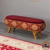 تصویر پاف نیمکتی نقش آکام چوب طرح شهداد سایز 120 