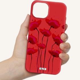 تصویر قاب گوشی Imperial Red سیلیکونی مناسب برای Apple iPhone 15 طرح Red Fashion Flower Apple Iphone 15 Silicone Imperial Red Case 