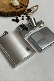 تصویر بطری جیبی چرم مدل استیل 
