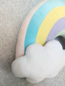 تصویر کوسن فانتزی مخمل رنگین کمان Rainbow plush cushion