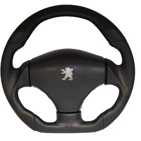 تصویر فرمان چرم دوزی دی کات (D-CUT) پژو 206 206 EMBROIDERED STEERING D-CUT WHEEL