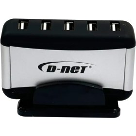 تصویر هاب 7 پورت USB2 برند D-NET با آداپتور مدل 9019 