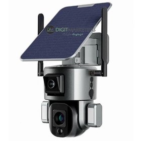 تصویر دوربین خورشیدی سولار سیم کارتی 2 لنز با قابلیت زوم تا 100 متر بدون نیاز به برق و باتری و اینترنت 