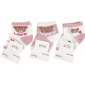 تصویر جوراب نوزادی دخترانه مجموعه 3 تایی طرح خرس صورتی فیلاردی Filardi Filardi Pink Bear Baby Girl Socks - 3 Pairs