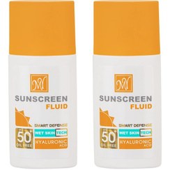 تصویر فلوئید ضدآفتاب بدون ‌رنگ مای، SPF50، مدل Hyaluronic Acid، مناسب انواع پوست و حجم 50 میلی‌لیتر، محافظت کننده در برابر اشعه UVA ،UVB و بلولایت، ضدآب، فاقد چربی، پارابن و سیلیکون، بدون تست حیوانی، ++PA، ضدجوش و پیری پوست، با ماندگاری 2 ساعته، مجموعه 2 عددی 