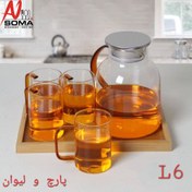 تصویر سرویس پارچ و لیوان پیرکس ناتالی همراه سینی بامبو (L6)«ارسال رایگان» NATALY