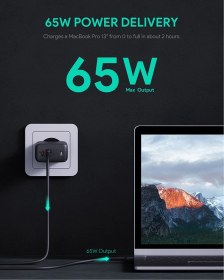 تصویر شارژر دیواری 65 واتی آکی مدل AUKEY OMNIA DUO PA-B4 AUKEY OMNIA DUO 65W PA-B4 WALL CHARGER