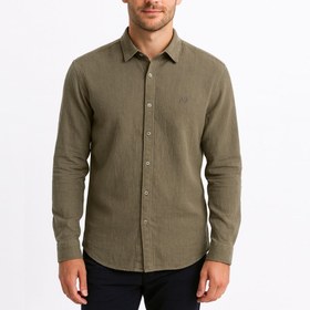 تصویر پیراهن لینن رنگ سبز 