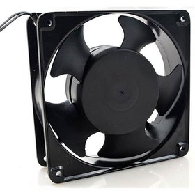 تصویر فن ۱۲*۱۲ فلزی ۲۲۰ ولت ۴ سانتی بلبرینگی METAL 12X12X4CM DC220V BALL BEARING COOLING FAN