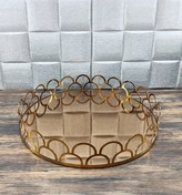 تصویر سینی آینه ای طلایی مدل ونوس کد1438 