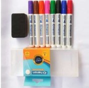 تصویر ماژیک وایت برد پلیکان مدل هرون بسته ۸ عددی ۸ رنگ به همراه تخته پاک کن 