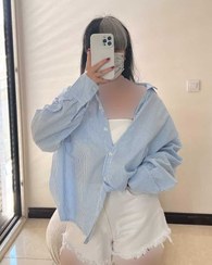 تصویر شومیز پینترسی سایز ۴۲ رنگ آبی 