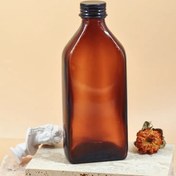 تصویر بطری شیشه ای 150 سی سی کتابی با درب 28 150cc rectangle glass bottle with cap