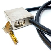 تصویر قفل تسمه‌ای موتورسیکلت منیر صنعت مدل ۱۲ ساچمه ضد برش و گارانتی ۵ ساله 