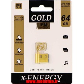 تصویر فلش مموری ایکس-انرژی مدل USB3.0 Gold ظرفیت 64 گیگابایت X-Energy flash memory, USB3.0 Gold 64 GB capacity