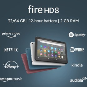 تصویر تبلت Fire HD 8، برندAmazon صفحه نمایش 8 اینچی HD، 64 گیگابایت، آخرین مدل (نسخه 2020)، طراحی شده برای سرگرمی های قابل حمل، مشکی ا Amazon Fire HD 8 tablet, 8" HD display, 64 GB, (2020 release), designed for portable entertainment, Black 64 GB Lockscreen Ad-Supported Black Fire HD 8 Amazon Fire HD 8 tablet, 8" HD display, 64 GB, (2020 release), designed for portable entertainment, Black 64 GB Lockscreen Ad-Supported Black Fire HD 8