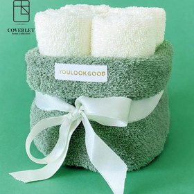 تصویر حوله صورت سبز زیتونی ( پک 4تایی ) 