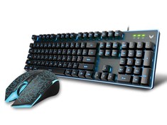 تصویر ماوس و کیبورد با سیم گیمینگ رپو مدل وی 100 اس V100S Backlit Gaming Keyboard & Optical Gaming Mouse