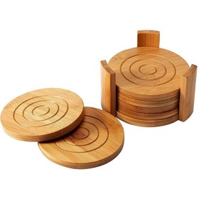 تصویر زیر لیوانی مدل دایره مجموعه 6 عددی به همراه استند 