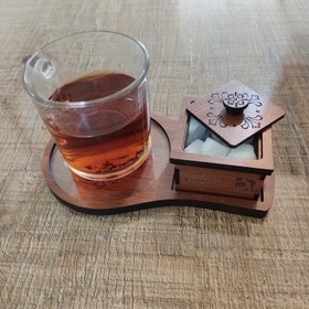 تصویر زیر لیوانی و قندان کوچک رومیزی و اداری و شیک و زیبا تک نفره 