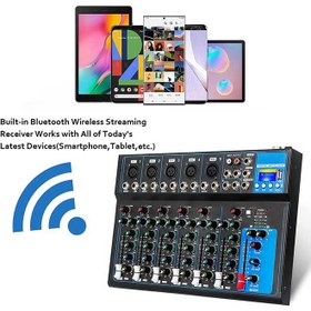 تصویر میکسر صوتی قابل حمل بلوتوث کنسول میکس صدا 7 کانال برای ضبط استودیو DJ USB Depusheng HT7 