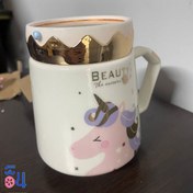 تصویر ماگ درپوش دار طرح beauty unicorn 