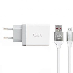 تصویر شارژر دیواری oak مدل CH-3001 به همراه کابل تبدیل microUSB 