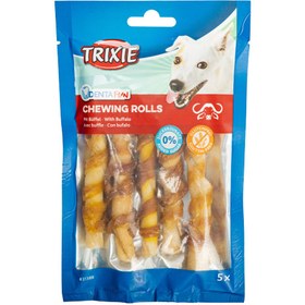 تصویر تشویقی سگ تریکسی مدل Chewing Rolls طعم بوفالو وزن ۷۰ گرم Trixie Chewing Rolls with Buffalo for Dogs 100g