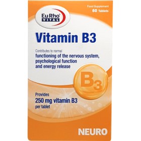 تصویر ویتامین ب3 یوروویتال 250 میلی گرم 60 عدد Eurhovital Vitamin B3 250 mg 60 Tablets