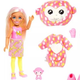 تصویر عروسک باربی چیتی ریویل چلسی سری جنگلی میمون برند barbie Barbie Cutie Reveal Chelsea Jungle Series Monkey Doll