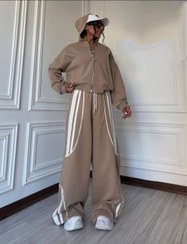 تصویر ست سوییشرت و شلوار کلاهدار - کرم قهوه ای 