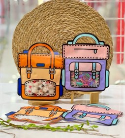 تصویر زیپ کیپ کیف مربعی 407 - آبی/نارنجی Square zipper bag