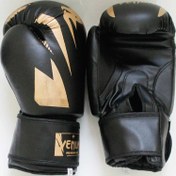 تصویر دستکش بوکس ونوم سایز ۱۰ و ۱۲ نیم چرم مشکی 