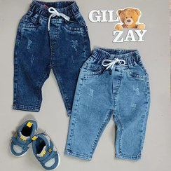 تصویر شلوار جین کمر کش بچگانه تیره و روشن - آبی تیره / 40 