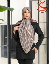 تصویر روسری نخی سیا اسکارف قهوه ای کد C25123 