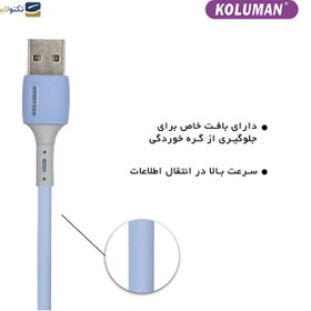 تصویر کابل تبدیل USB به MICRO USB کلومن مدل KD-62 KOLUMAN KD-62 USB TO USB-C CHARGE AND SYNC DATA CABLE