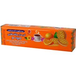 تصویر بیسکویت ساقه طلایی کرمدار پرتقالی مینو وزن ۱۹۲ گرم 
