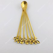 تصویر قاشق شربت خوری ۶ عددی طرح برگ استیل ضد زنگ 