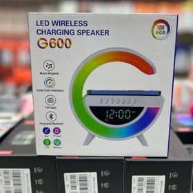 تصویر اسپیکر بلوتوثی دارای شارژر وایرلس و LED مدل G600 g600 rgb speaker