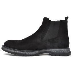 تصویر بوت پوتین مردانه چلسی چرمی واقعی مردان سیاه NUBUK فوسکو Fosco 