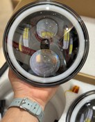 تصویر چراغ جلو جیپ ۷ اینچ نئون دار دو لنز 