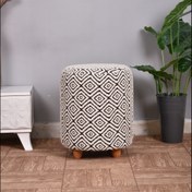 تصویر پاف استوانه پایه چوبی با پارچه تدی طرحدار 