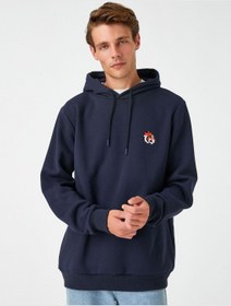 تصویر هودی پایه با جزئیات گلدوزی شده برند Koton Basic Hoodie Embroidered Detailed