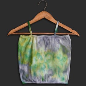 تصویر تاپ آیس دای ( شیبوری ) سبز-خاکستری Green & Gray Ice Dye Crop Top